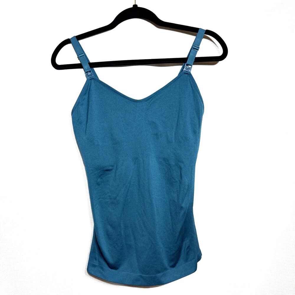 Seamless Nursing Clip Cami Women's Teal Maternity Breastfeeding Basic - L - NWT
